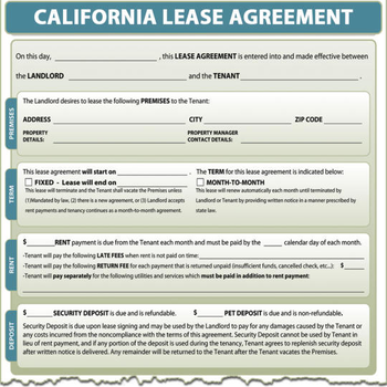 California Lease Agreement screenshot