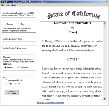 California Will Builder screenshot