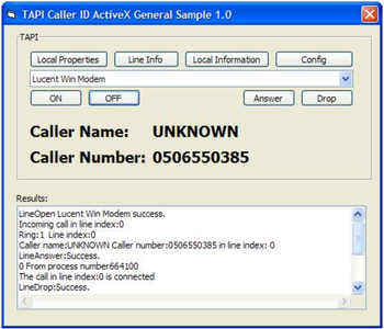 Caller ID ActiveX (OCX) screenshot