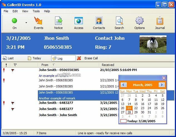 Caller ID Events screenshot
