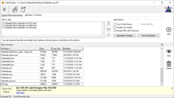 CAM UnZip screenshot
