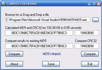 Camtech Checksums screenshot