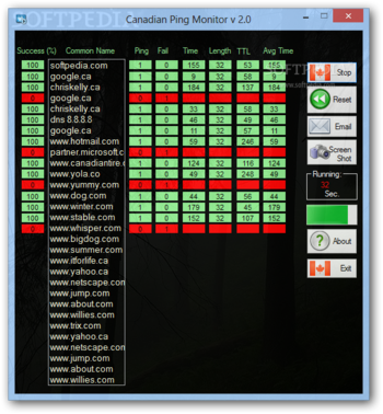Canadian Ping Monitor screenshot