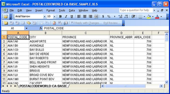 Canadian Postal Code Database (Basic Edition) screenshot