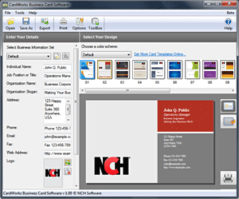 CardWorks Free Business Card Software screenshot