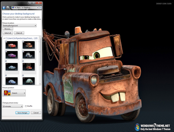 Cars 2 Windows 7 Theme with sound effect screenshot