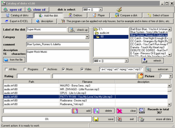 Catalogue of disks screenshot