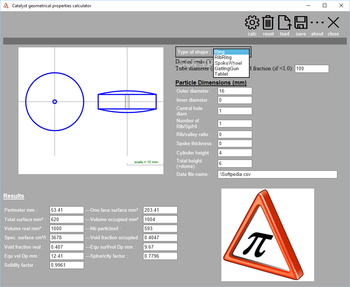 Catalyst geometrical properties calculator screenshot 2