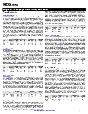 CBSSports.com 2010 Fantasy Football Downloadable Draft Kits screenshot 3