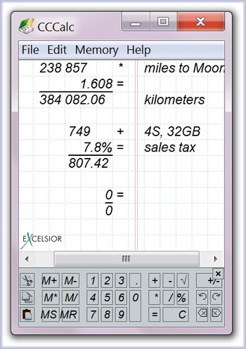 CCCalc screenshot