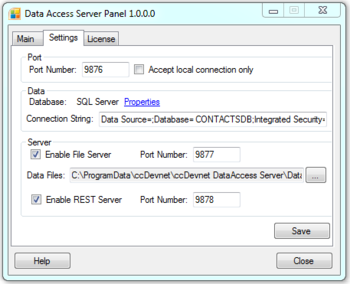 ccDevnet Data Access Server screenshot