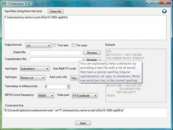 CCExtractor screenshot