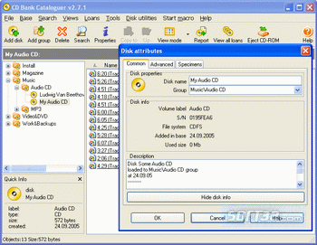 CD Bank cataloguer screenshot
