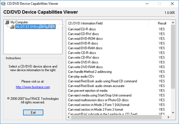 CD / DVD Capabilities Viewer screenshot
