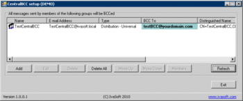 CentralBCC for Microsoft Exchange 2007/2010 screenshot