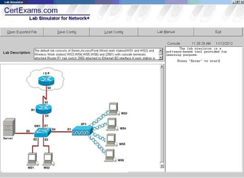 CertExams.com Network+ LabSim screenshot