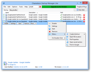 Chameleon Startup Manager Lite screenshot