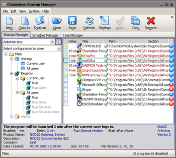 Chameleon Startup Manager screenshot 2