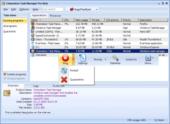 Chameleon Task Manager screenshot