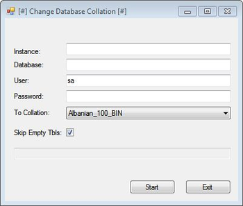 Change Database Collation screenshot
