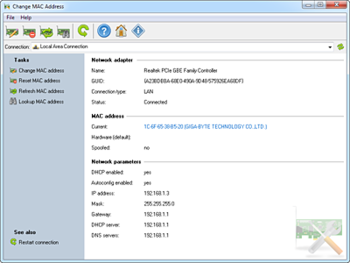 Change MAC Address by LizardSystems screenshot