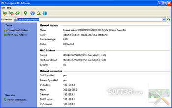 Change MAC Address by LizardSystems screenshot 2
