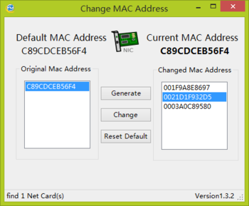Change MAC Address screenshot