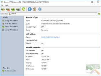 Change MAC Address screenshot