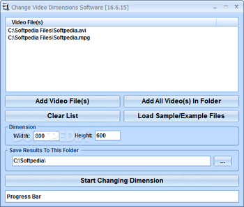 Change Video Dimensions Software screenshot