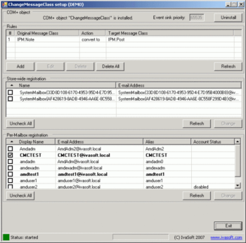 ChangeMessageClass for Exchange 2007 screenshot
