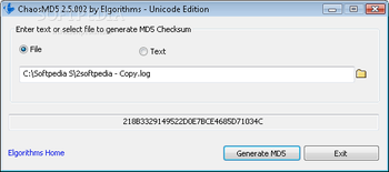 Chaos MD5 screenshot