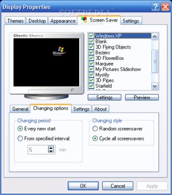 Chaotic Chance Screensaver Manager screenshot 2