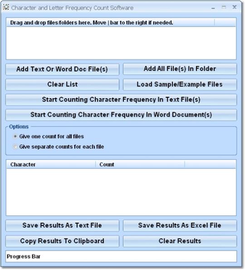 Character and Letter Frequency Count Software screenshot