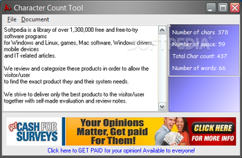 Character Count Tool screenshot