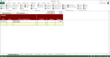 Checkbook for Excel screenshot