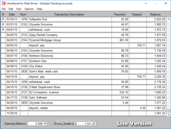 Checkbook for Flash Drives screenshot