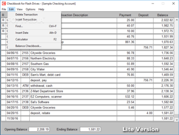 Checkbook for Flash Drives screenshot 3