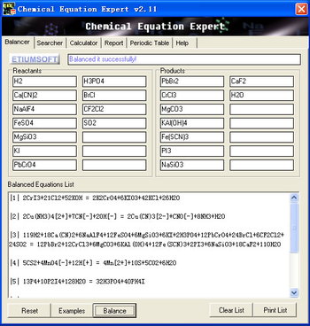 Chemical Equation Expert screenshot