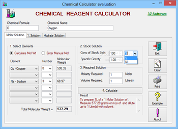 Chemical Reagent Calculator screenshot 1