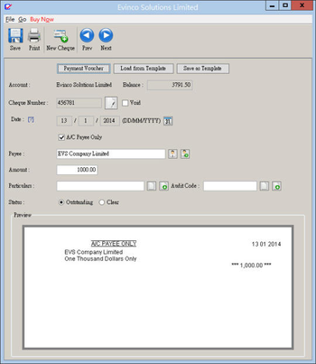 ChequeSystem screenshot