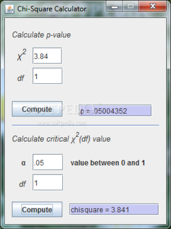 Chi-Square Calculator screenshot