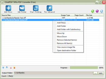 ChiefPDF Tiff to PDF Converter screenshot