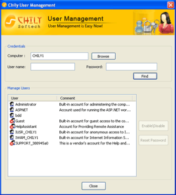Chily User Management screenshot