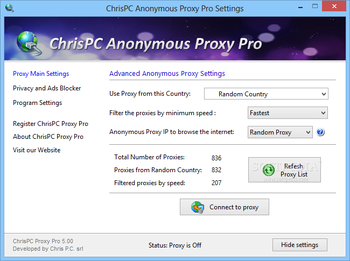 ChrisPC Anonymous Proxy Pro screenshot 2