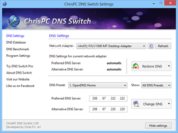 ChrisPC DNS Switch screenshot