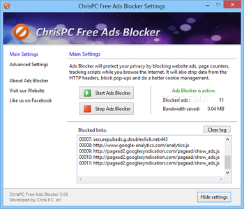 ChrisPC Free Ads Blocker screenshot