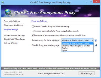 ChrisPC Free Anonymous Proxy screenshot 3