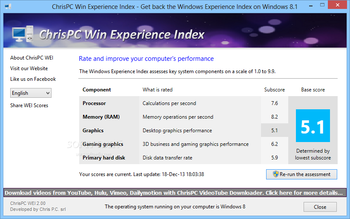 ChrisPC Win Experience Index screenshot