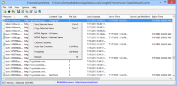 ChromeCacheView screenshot