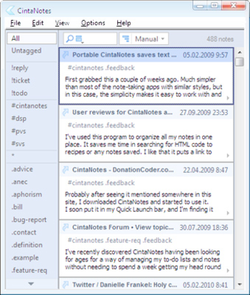 CintaNotes Free Personal Notes Manager screenshot
